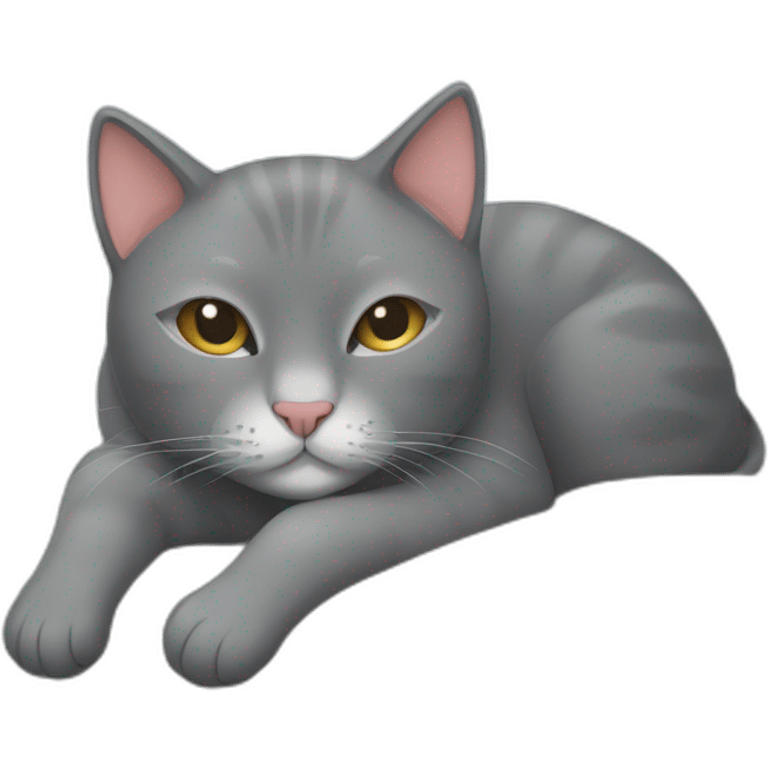 Grey cat sleeping on a bed emoji