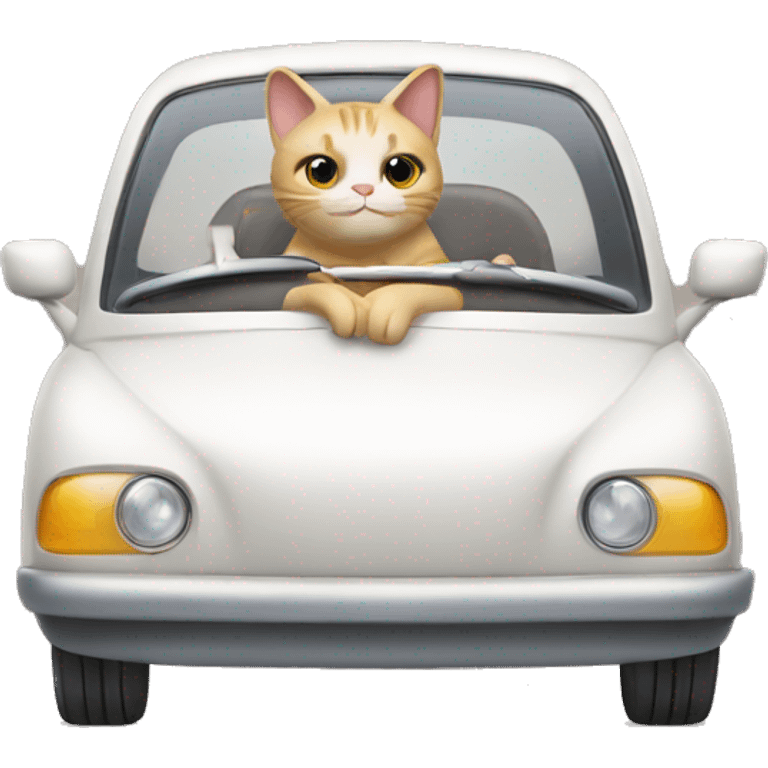 Cat in a car with a bottle of milk emoji