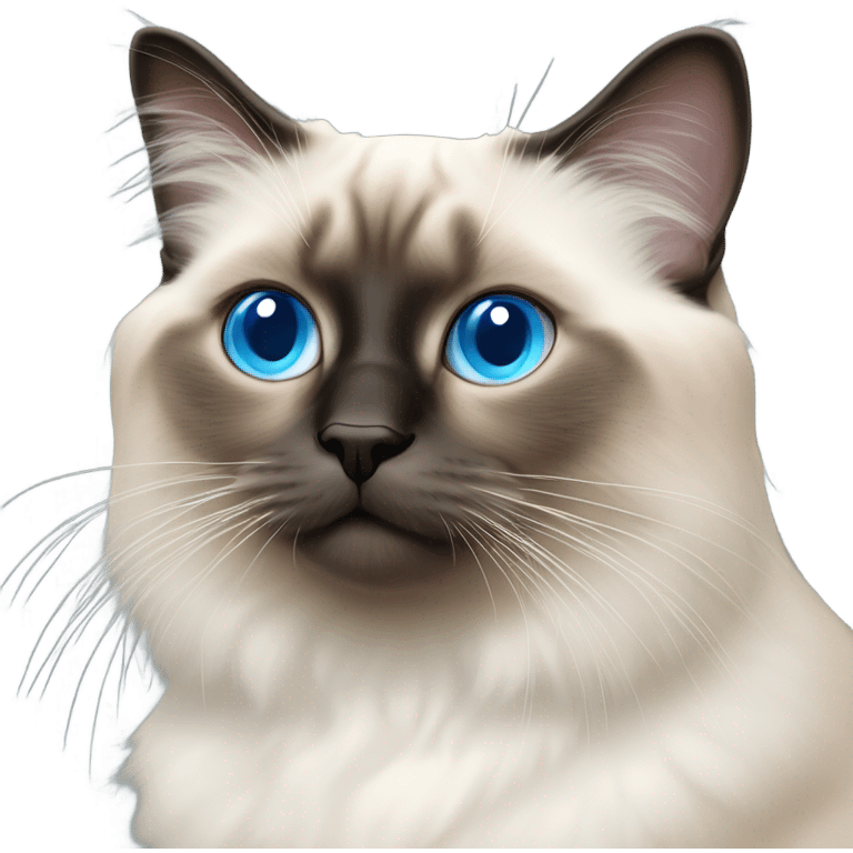 blue eye birman cat, pink nose emoji