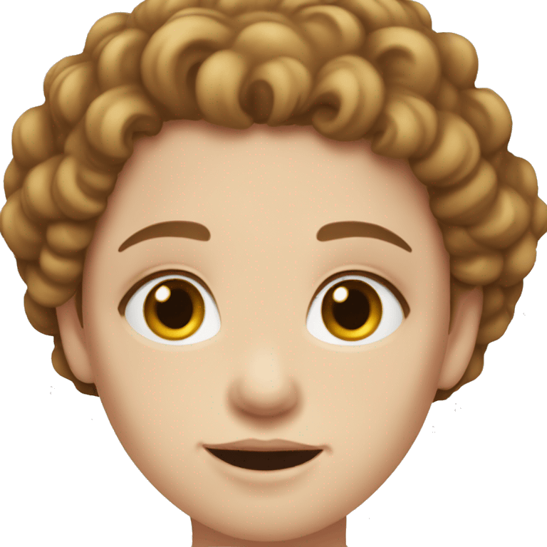 Girl with pale skin, hazel eyes, brown curly hai emoji