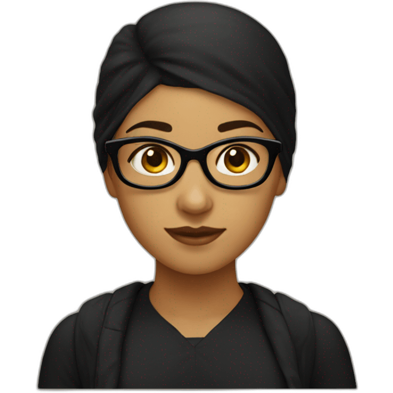 North african Nerd girl wearing black emoji