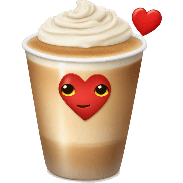 latte with creamy heart in a red cup emoji