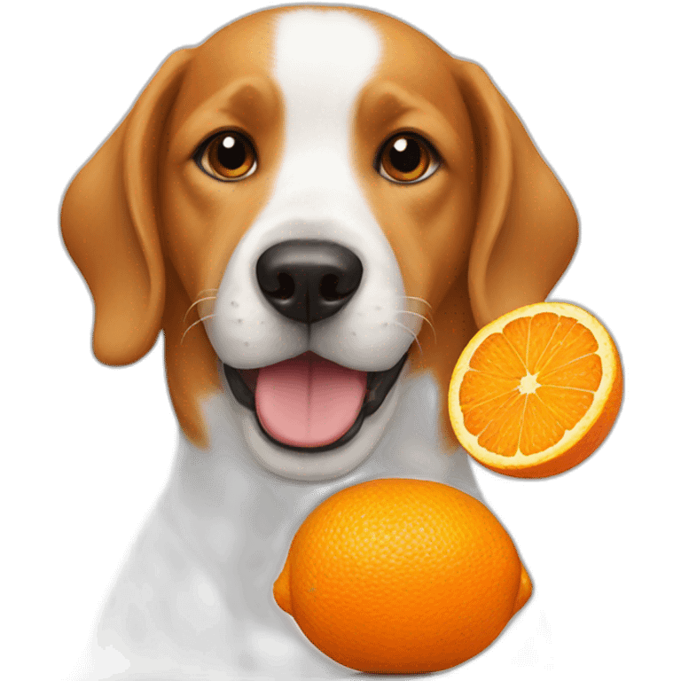 Dog eating orange emoji