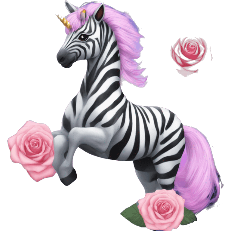 Zebra sparkling nebula unicorn Pegasus collage roses emoji