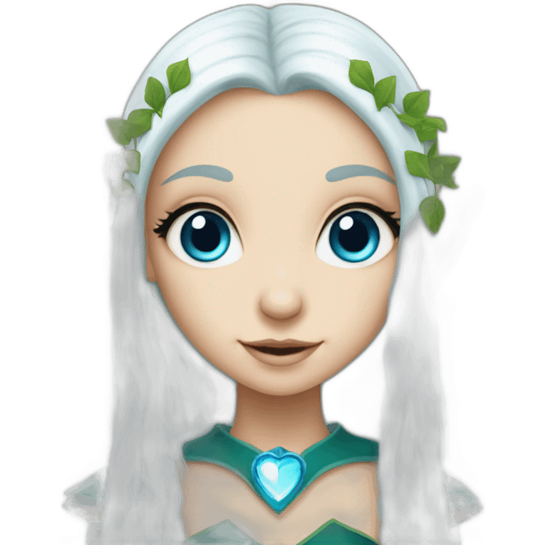 Elf girl with blue eyes whites and long hair emoji