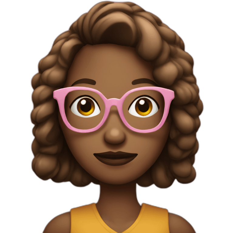 chica trigueña con lentes pelo oscuro y celular en la mano emoji