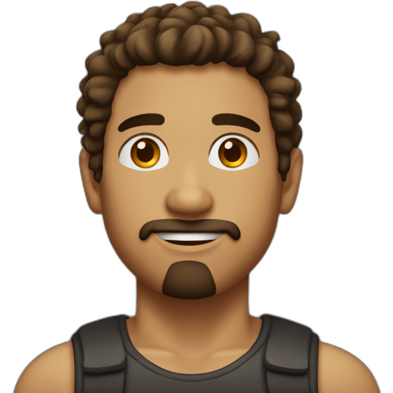 Hispanic male, brown scraggy hair, goatee, pierced nose emoji