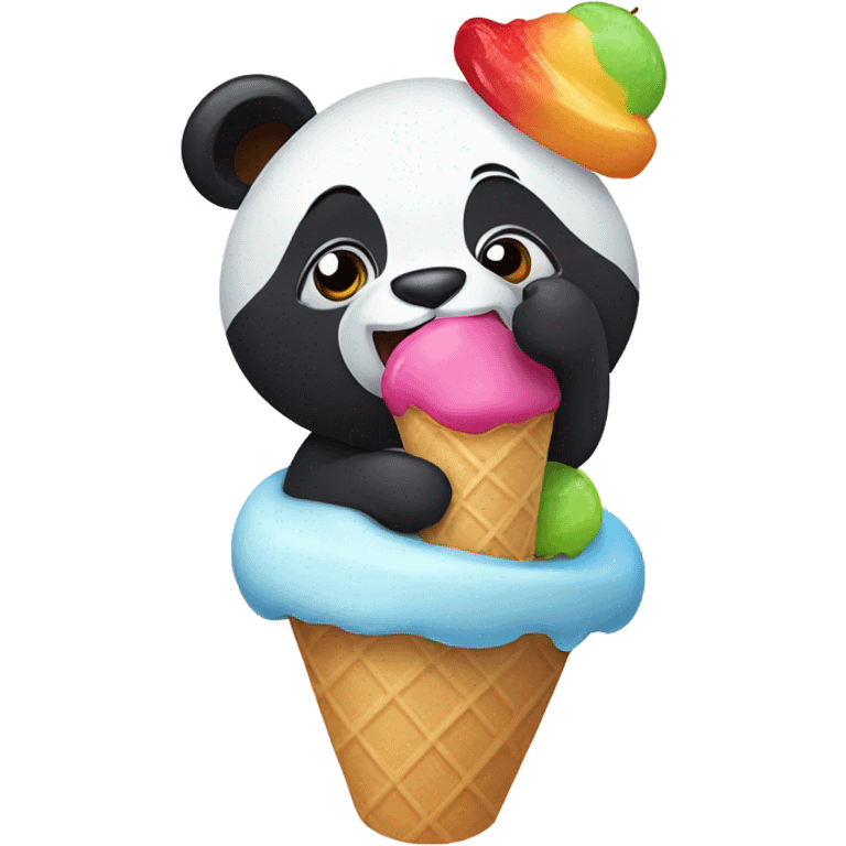 Panda eating ice cream emoji