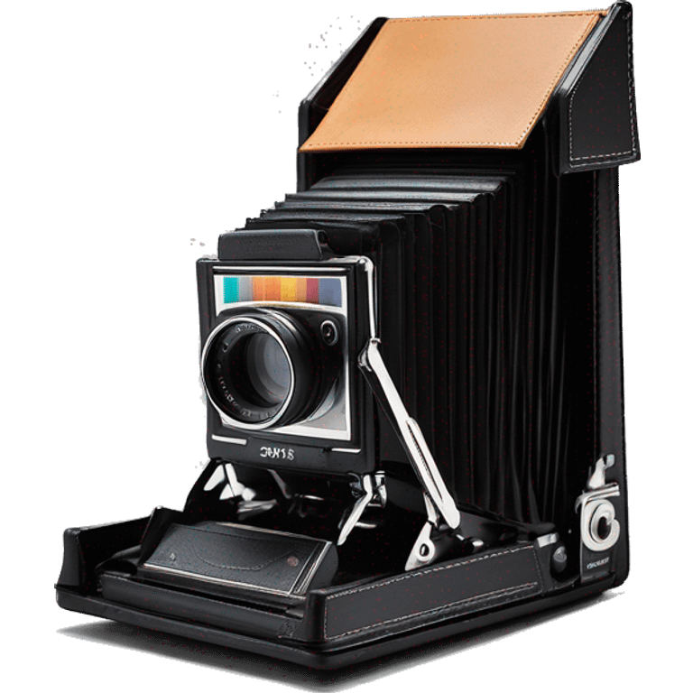 Sx-70 foldable polaroid Metal frame, the front panel with the lens is tilted forward and above the film output module. The top is a two-fold panel, the front is a raised viewfinder, the metal frame and leather cover the main body emoji