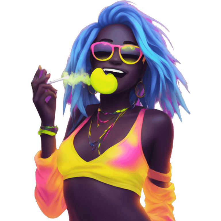 Rave party dancing neon smoking emoji