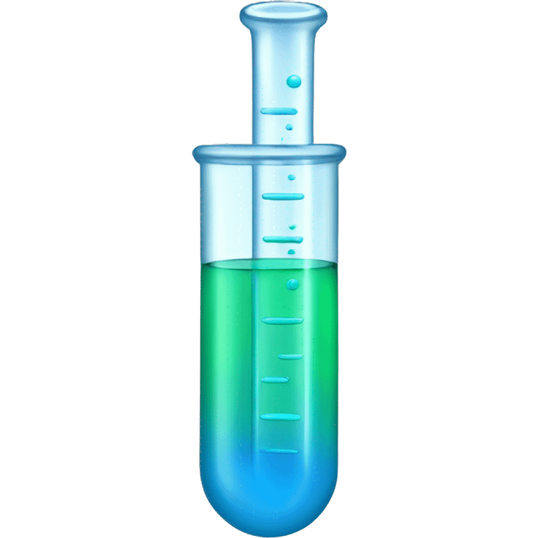 Test tube, two liquid layers, green blue emoji