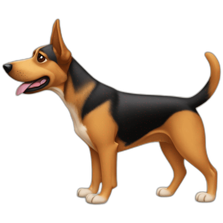 coonhound and German shepherd mix dog walking emoji