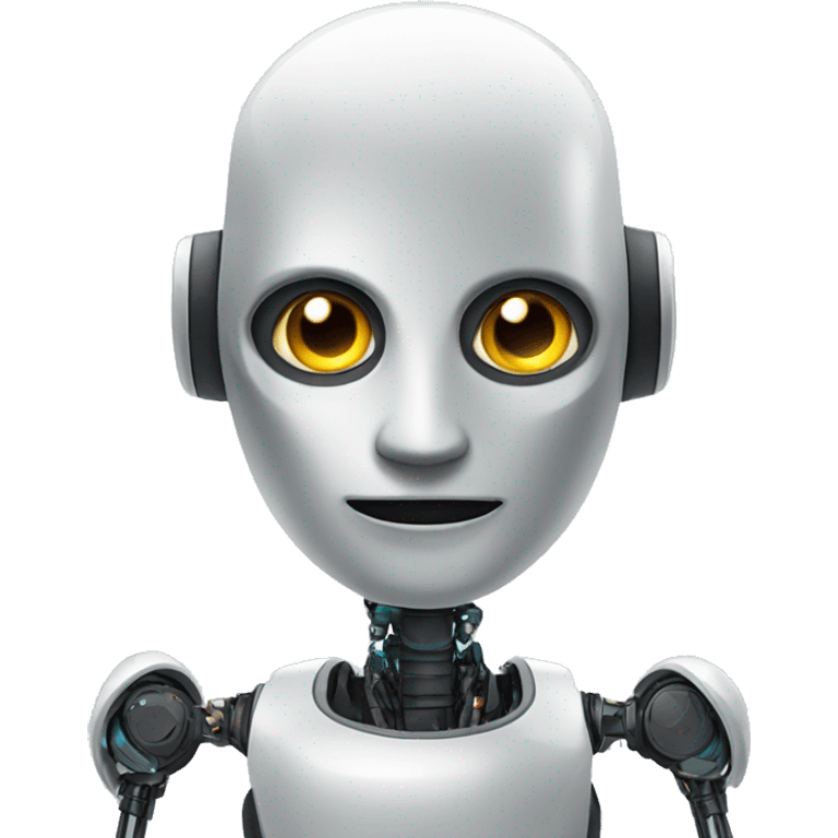 An AI robot, with digital elements in the background to emphasize its mental abilities emoji