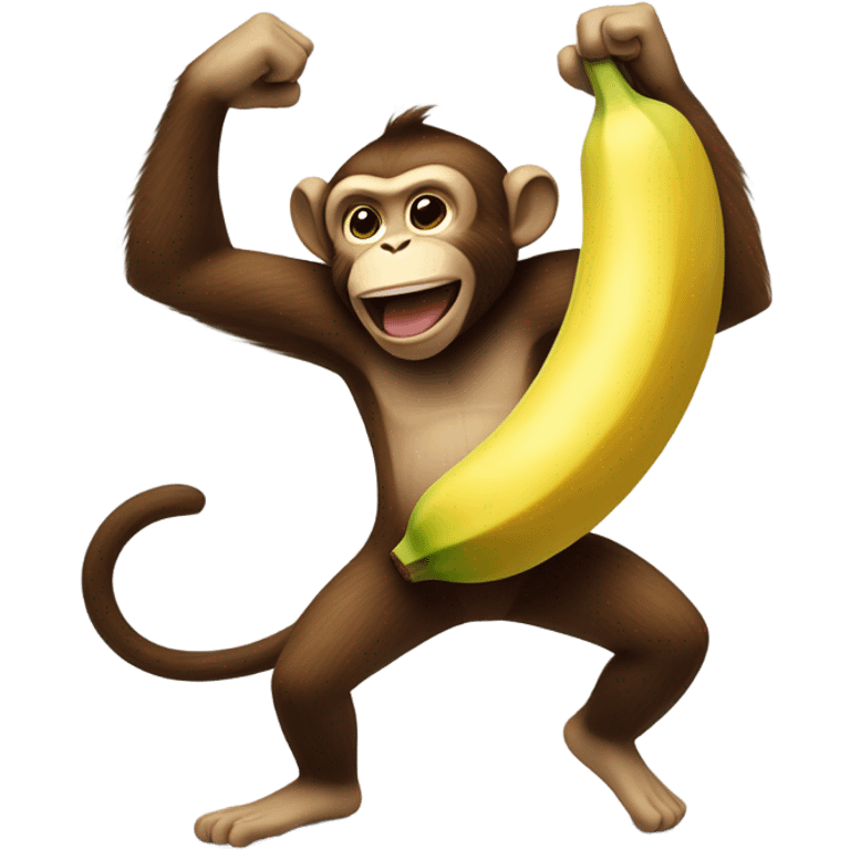 dancing monkey with banana emoji