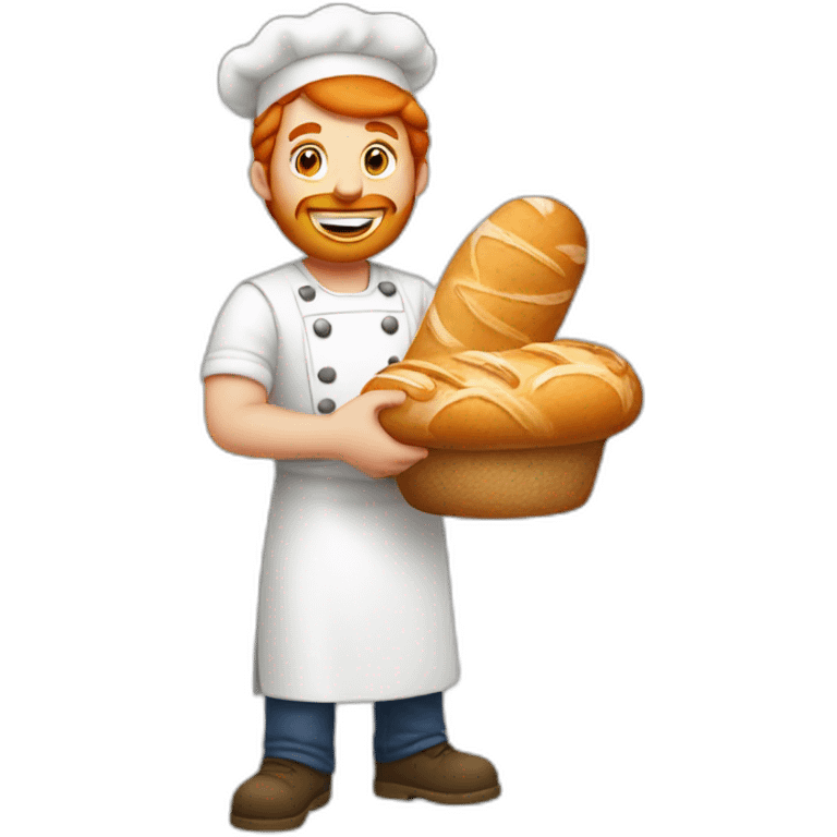 a redhead man eating bread dressed as a baker emoji