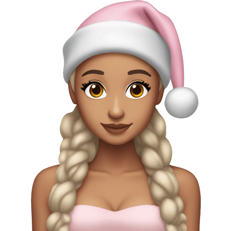 Ariana grande in a light pink christmas outfit  emoji