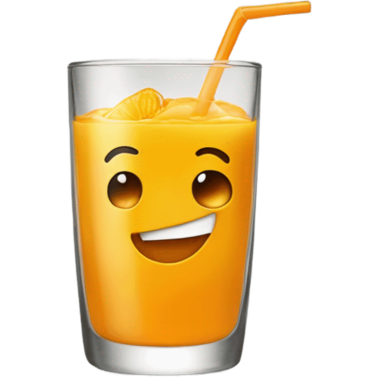 A orange juice with a face emoji