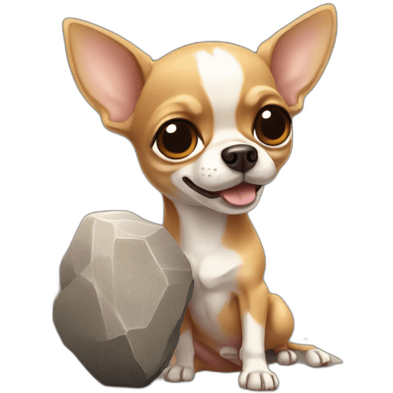 chihuahua hold a huge stone emoji