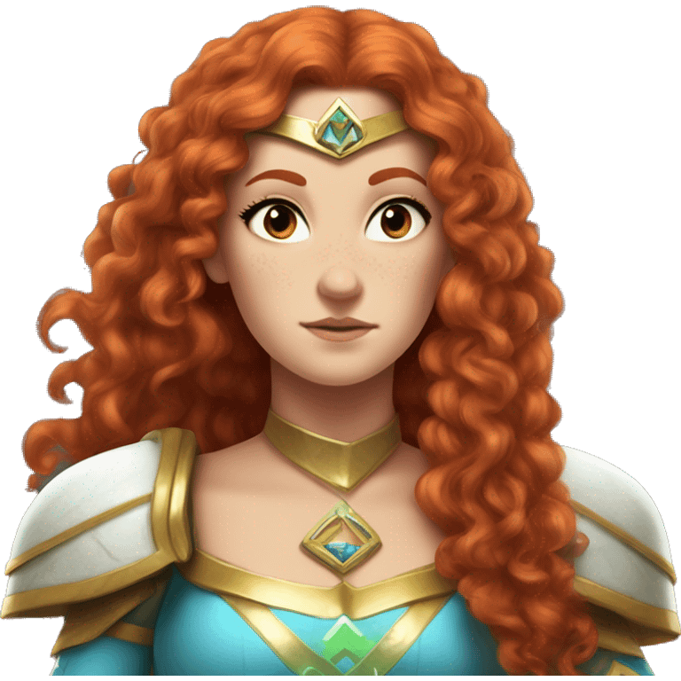 a white girl with long red curly hair and freckles, cosplaying Princess Zelda posing and ready for a fight emoji