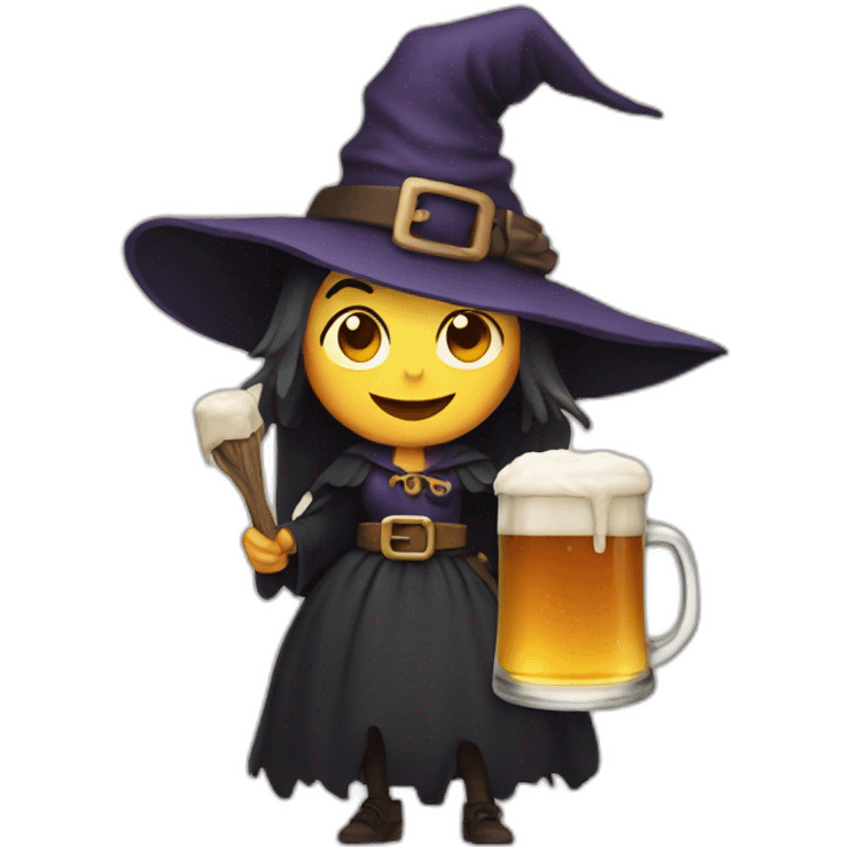 Witch with beer emoji