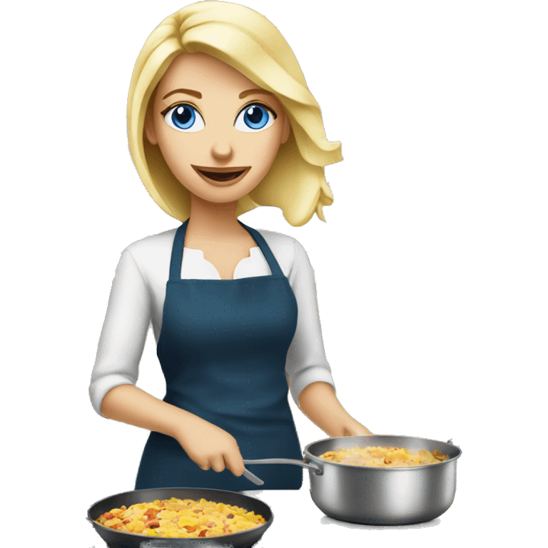 Beautiful blonde blue eyed woman cooking emoji