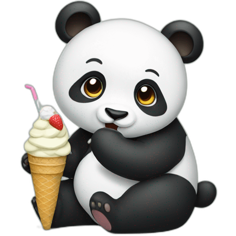 Panda eating ice cream emoji