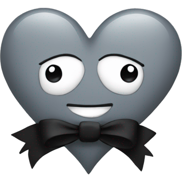 grey heart with black bow  emoji