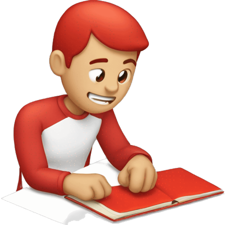 Una mano escribiendo un texto de color rojo emoji