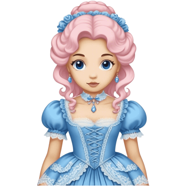 Rococo blue dress with pale pink and lace emoji