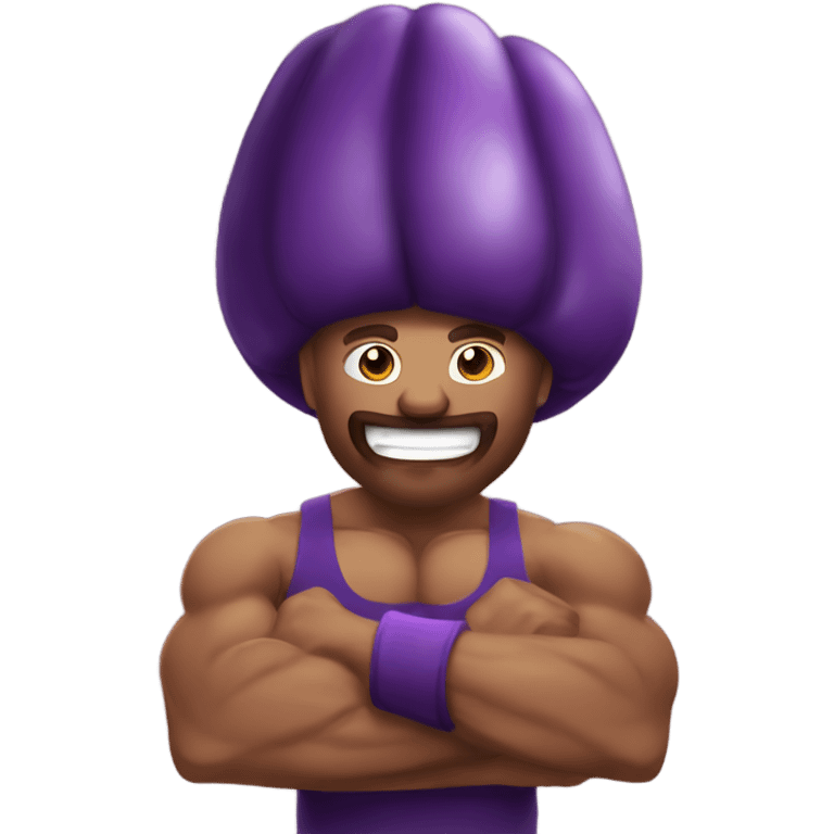 Muscler dude with eggplant emoji