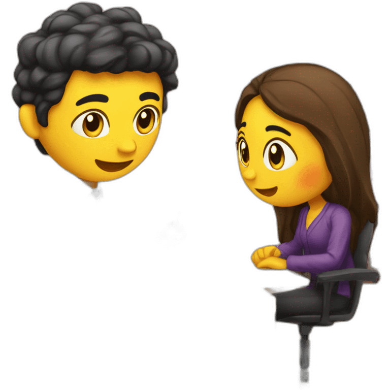 chico y chica estudian en un escritorio emoji