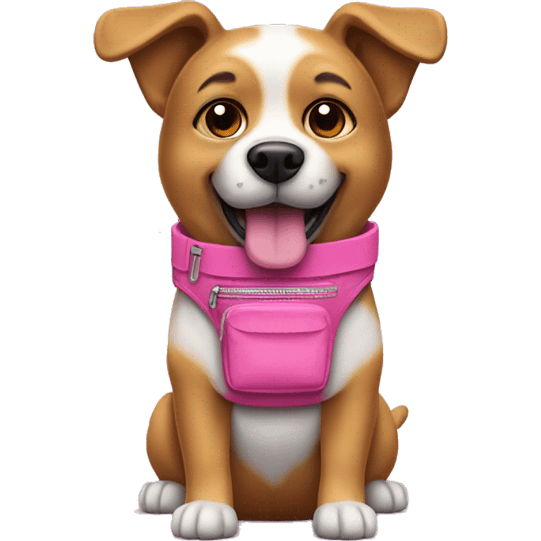 dog with a pink fanny pack emoji