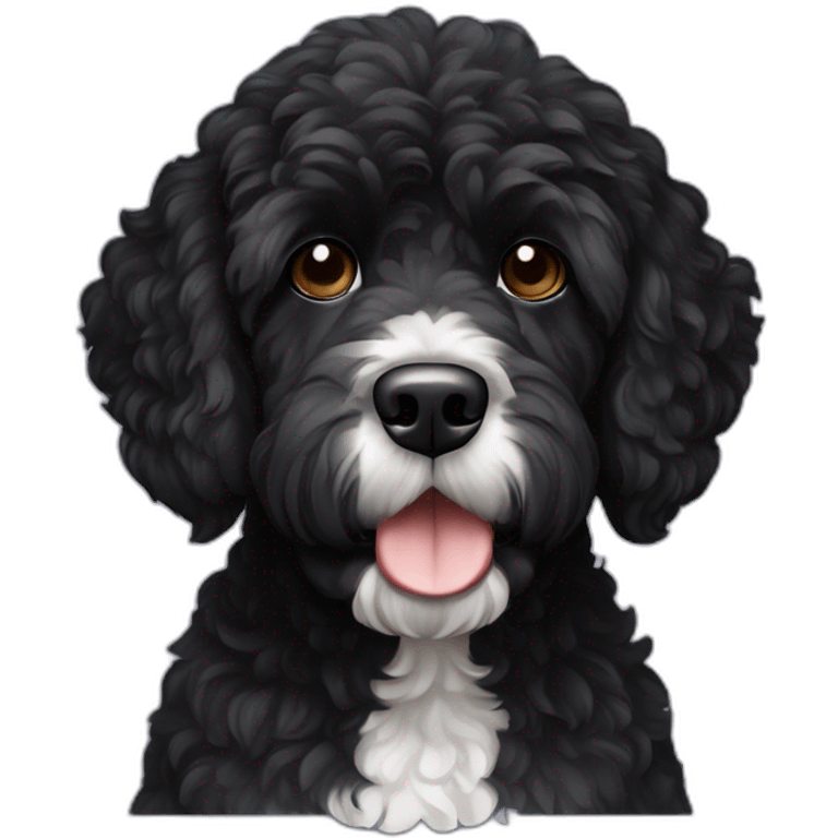 black face Portuguese water dog with white chin and chest emoji