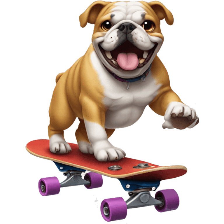 Bulldog riding on a skateboard  emoji