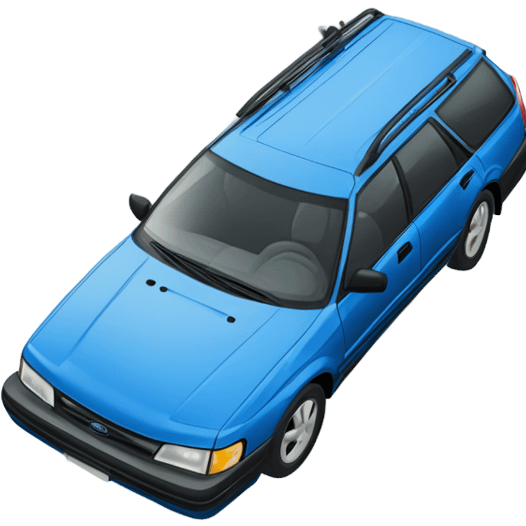 Blue 1990 Subaru legacy wagon in a snowy ditch emoji