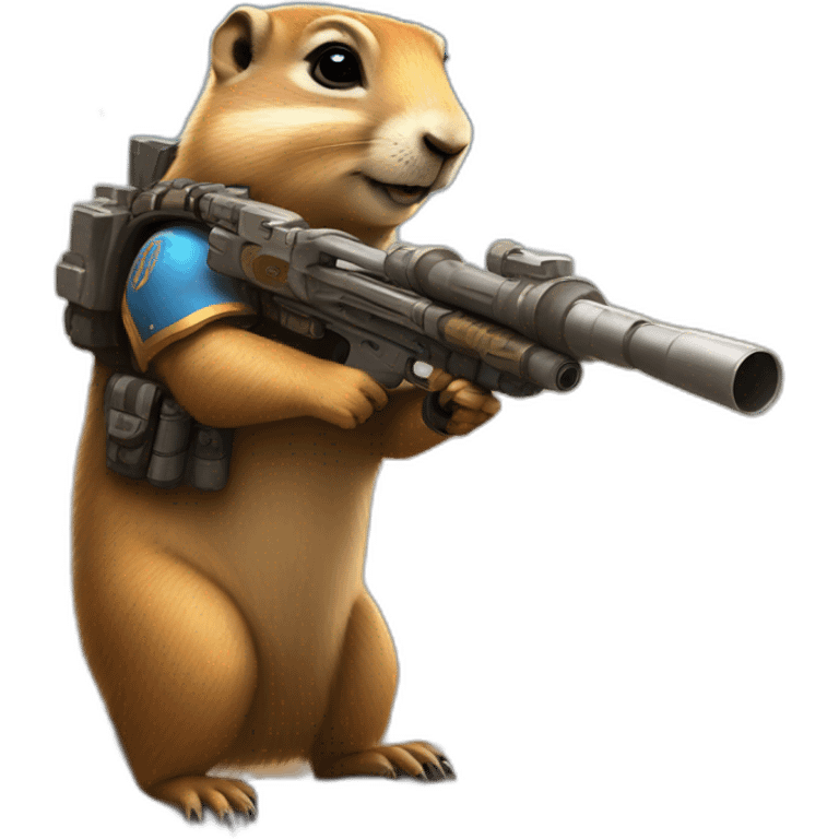 Prairie dog from World of Warcraft holding a bazooka bigger than him emoji