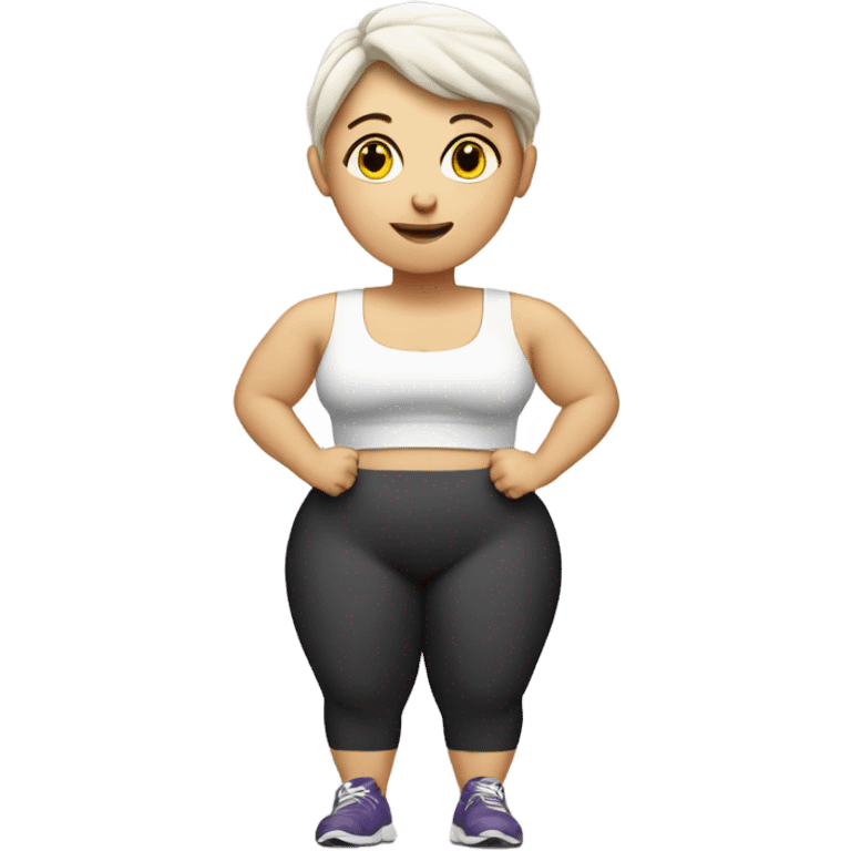 White lady working out with lots of weight emoji