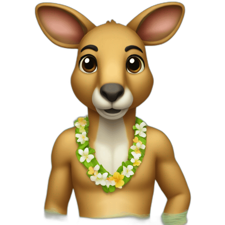 a kangaroo wearing an hawaii bath trunk emoji