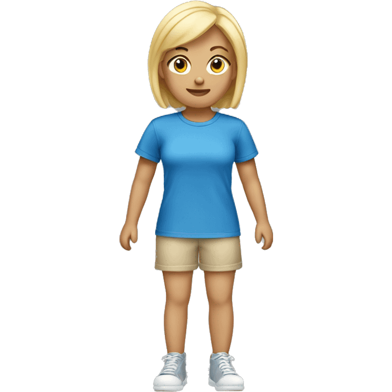 blonde girl short hair wearing blue t-shirt emoji