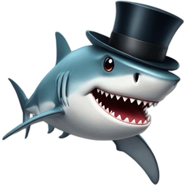 Shark with a top hat emoji