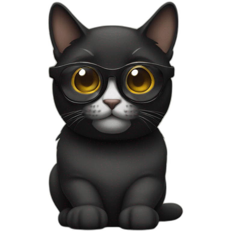 gato negro con lentes  emoji