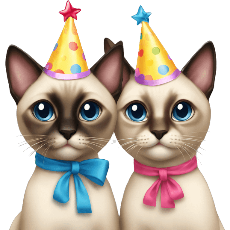 two  siamese cats at a birthday party emoji