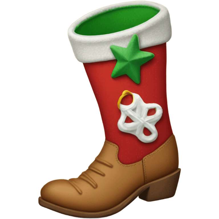 Christmas stocking shaped like cowboy boot emoji