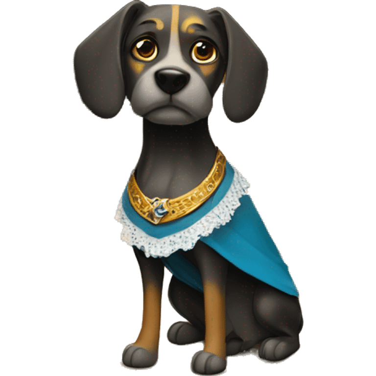 A dog with a skirt in the bengal caves in Portugal emoji