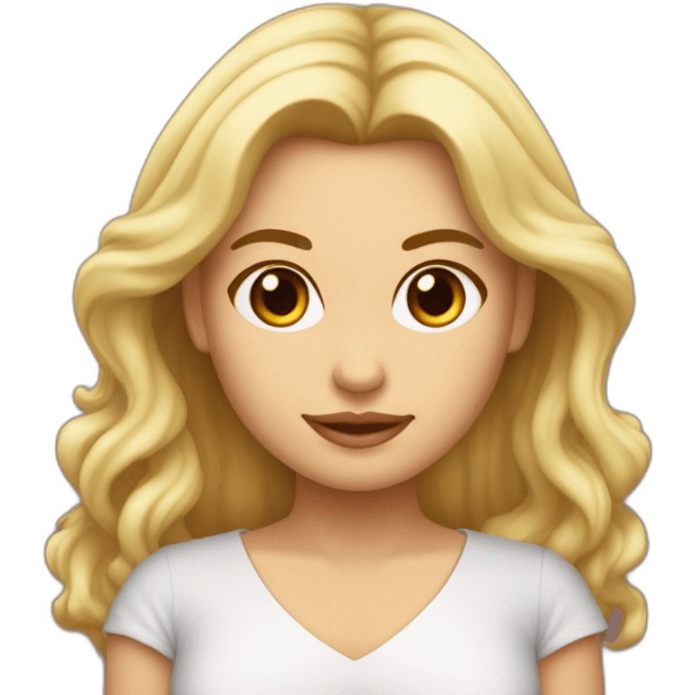 mujer bajita tez morena pelo rubio rizoso graciosa emoji