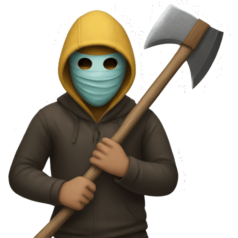 man in mask with axe Friday 13 emoji