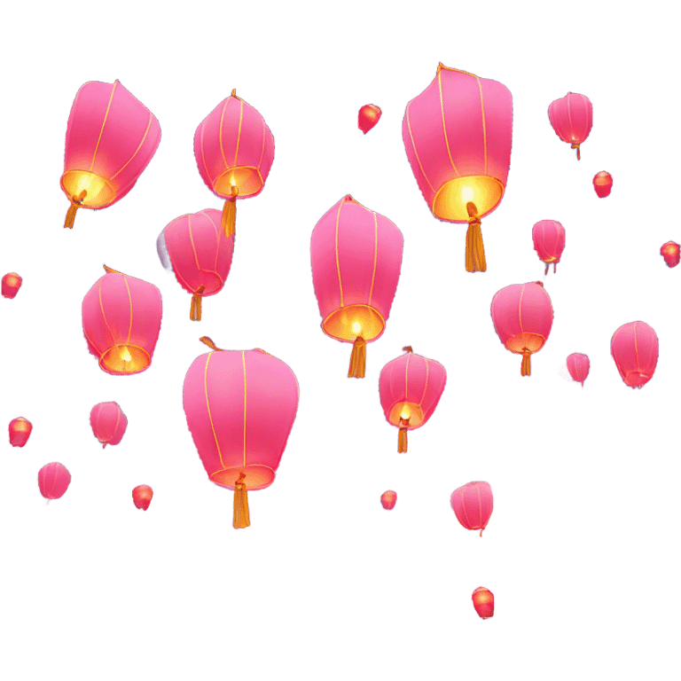 Pink Chinese sky lanterns emoji