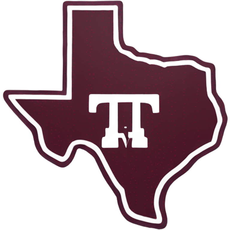 Texas A&M logo inside outline of Texas emoji