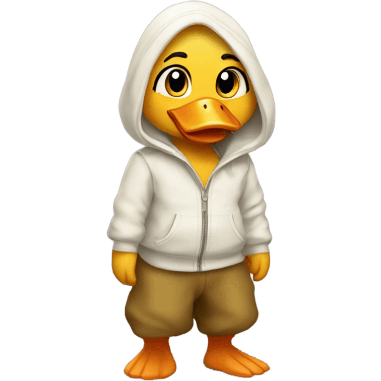 A cute duckling wearing flare pants emoji