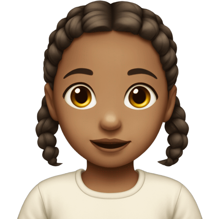  baby white girl with dark brown pigtails  emoji